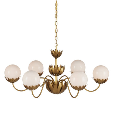 Currey and Company - Six Light Chandelier - Mirasole Collection - Contemporary Gold Leaf/Gold/White- Union Lighting Luminaires Decor