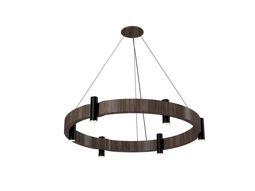 Accord Lighting - Eight Light Pendant - Flow - American Walnut- Union Lighting Luminaires Decor