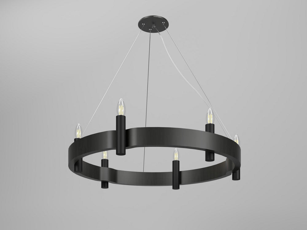 Accord Lighting - Six Light Pendant - Flow - Charcoal- Union Lighting Luminaires Decor