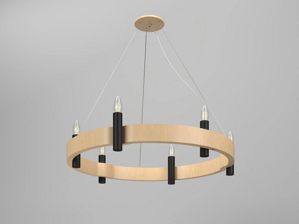 Accord Lighting - Six Light Pendant - Flow - Maple- Union Lighting Luminaires Decor