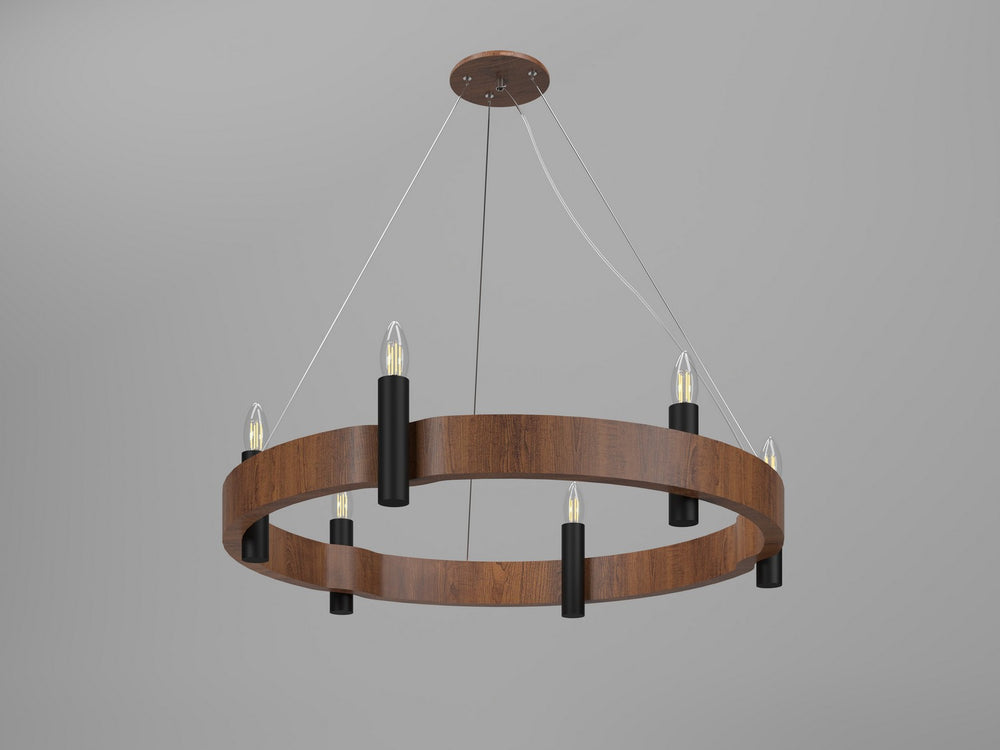 Accord Lighting - Six Light Pendant - Flow - Imbuia- Union Lighting Luminaires Decor