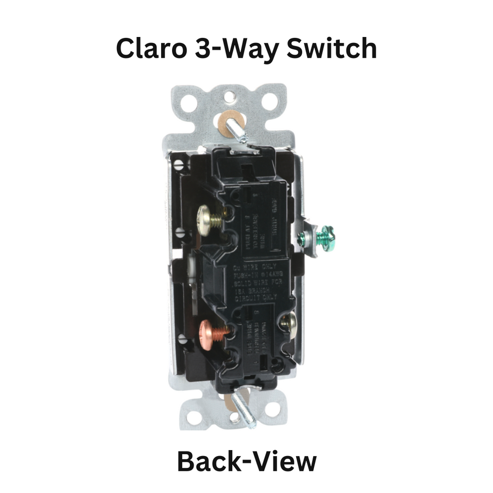 Lutron Claro General Purpose Switch, 15A, 120/277V, 3-Way Application, On/Off Rocker Switch, CA-1PS-WH, Gloss White, Back-View - Union Lighting and Décor