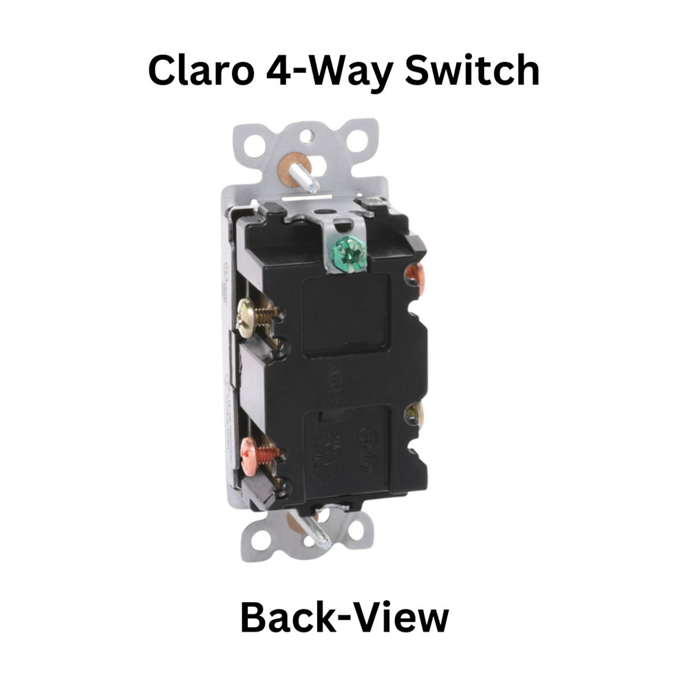 Lutron Claro General Purpose Switch, 15A, 120/277V, 4-Way Application, On/Off Rocker Switch, CA-1PS-WH, Gloss White, Back-View - Union Lighting and Décor