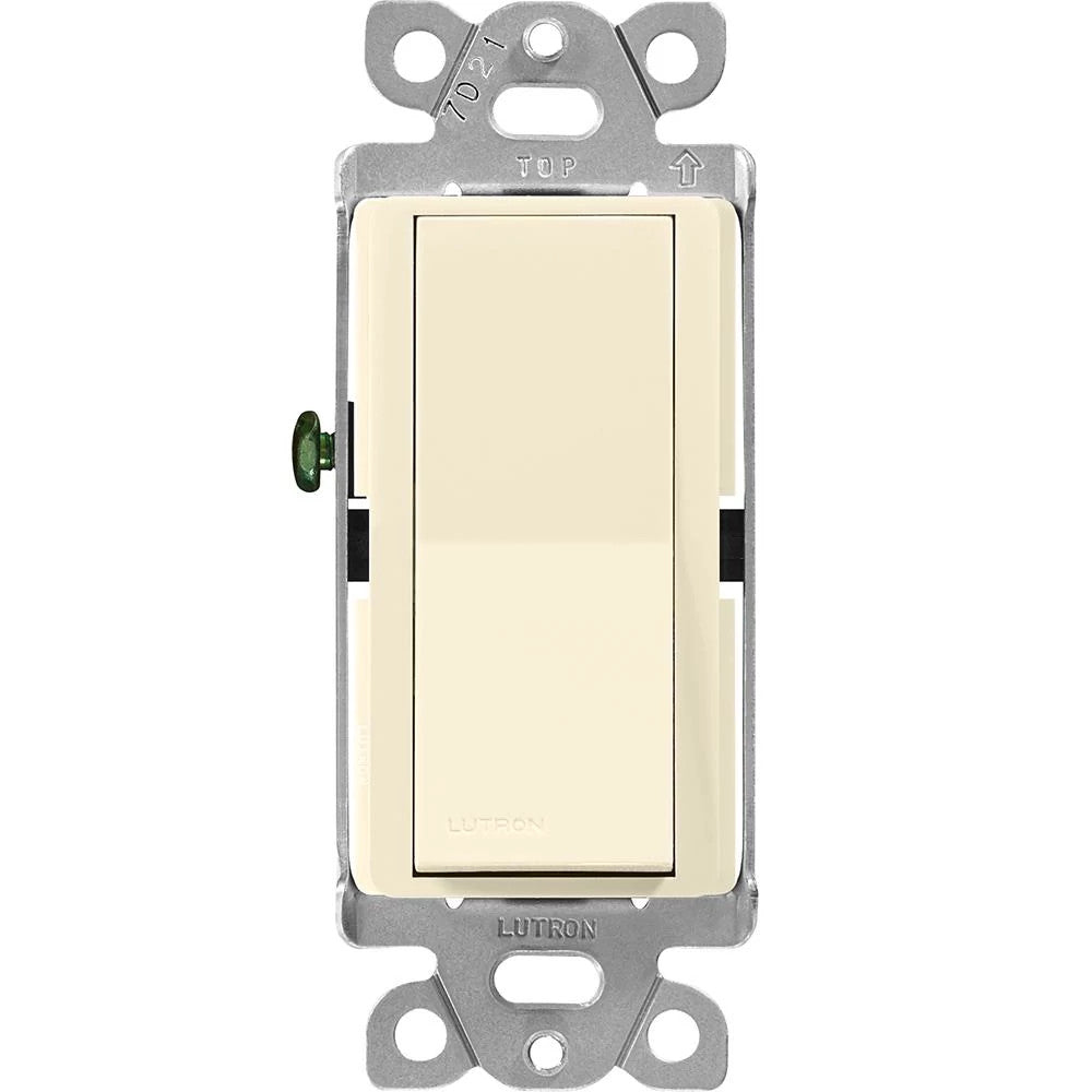Lutron Claro General Purpose Switch, 15A, 120/277V, Single-Pole Application, On/Off Rocker Switch, CA-3PS-AL, Gloss Almond - Union Lighting and Décor