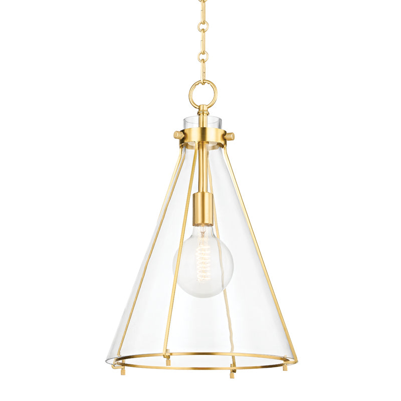 Hudson Valley - One Light Pendant - Eldridge - Aged Brass- Union Lighting Luminaires Decor