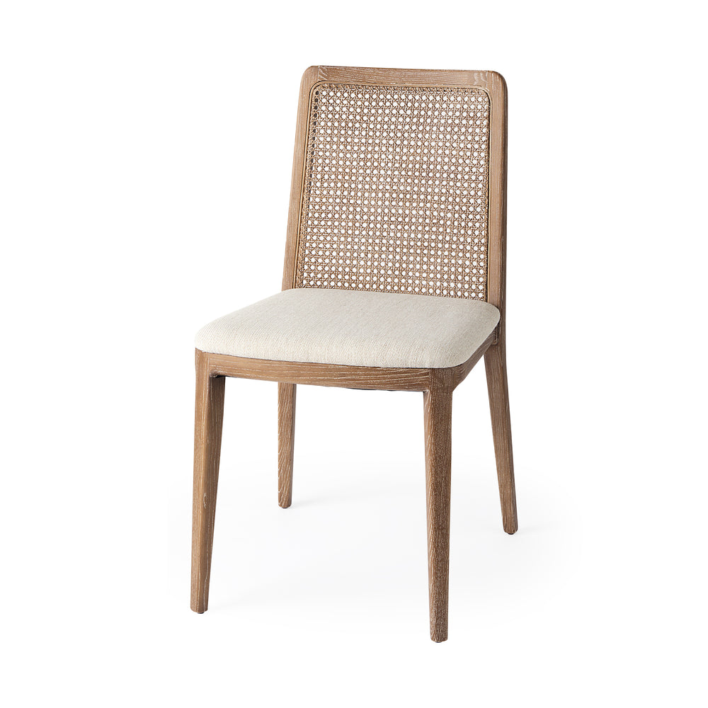 Chaise de salle à manger avec accoudoirs et dossier en rotin Clara