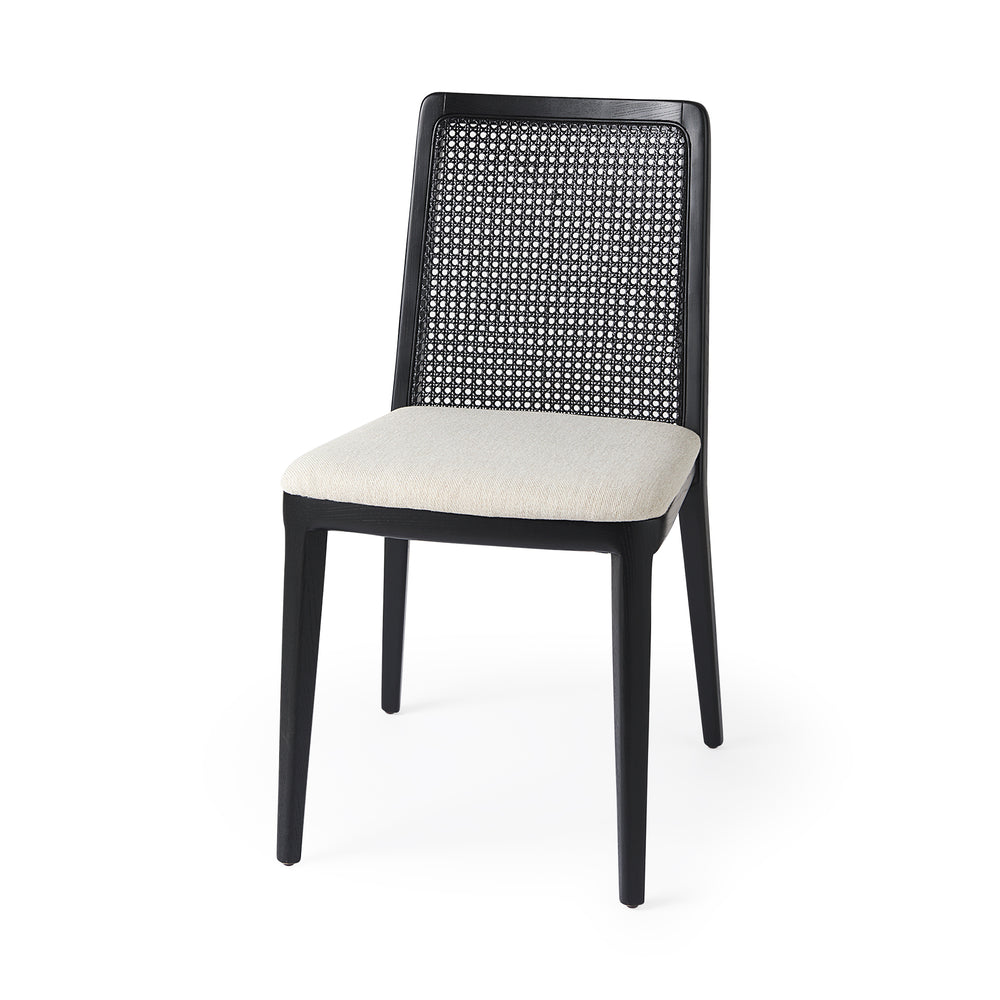 Chaise de salle à manger avec accoudoirs et dossier en rotin Clara