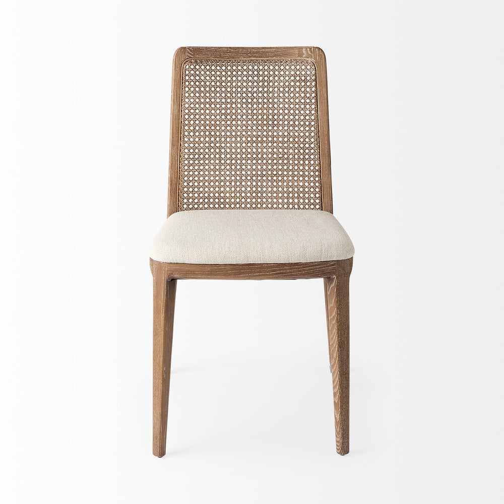Chaise de salle à manger avec accoudoirs et dossier en rotin Clara