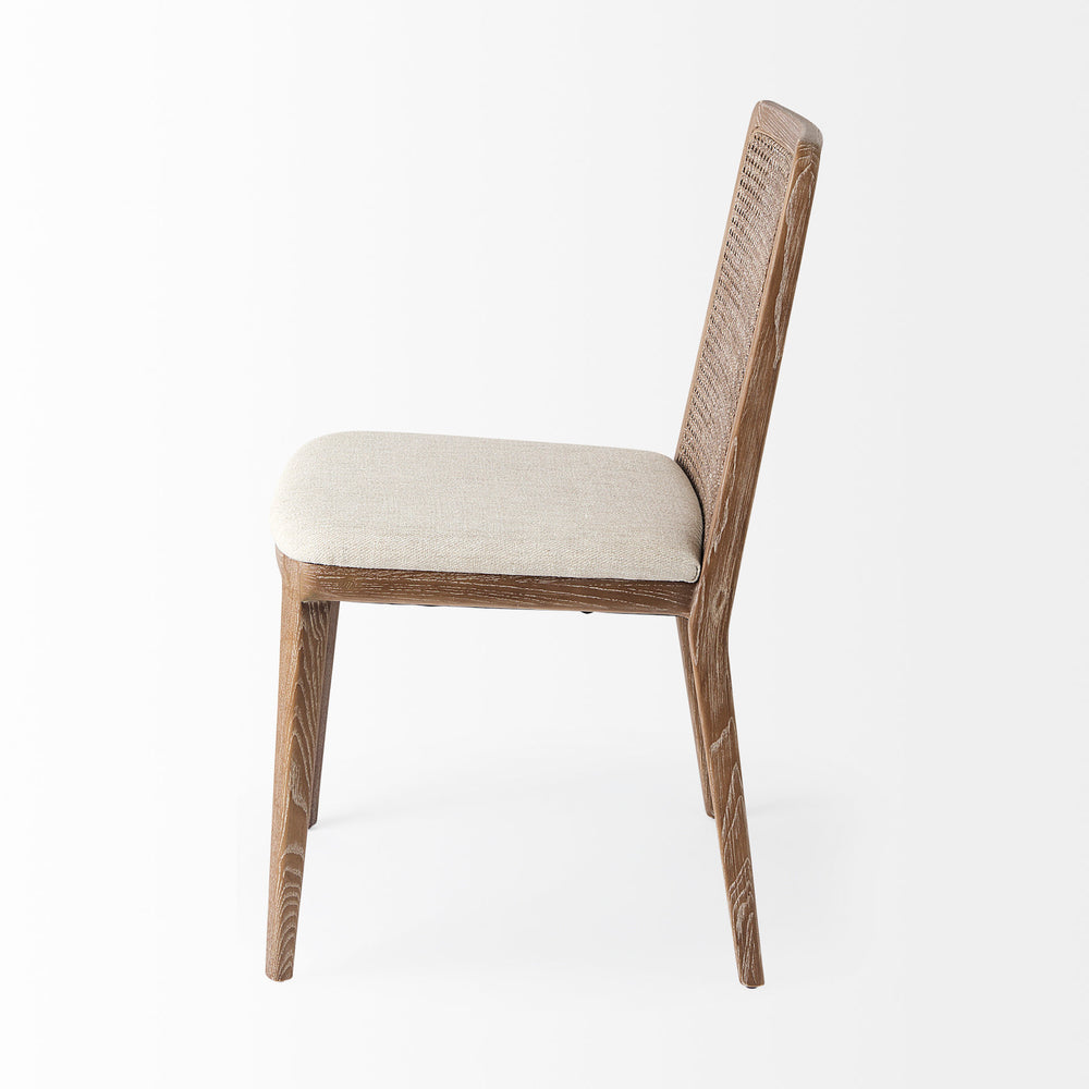 Chaise de salle à manger avec accoudoirs et dossier en rotin Clara