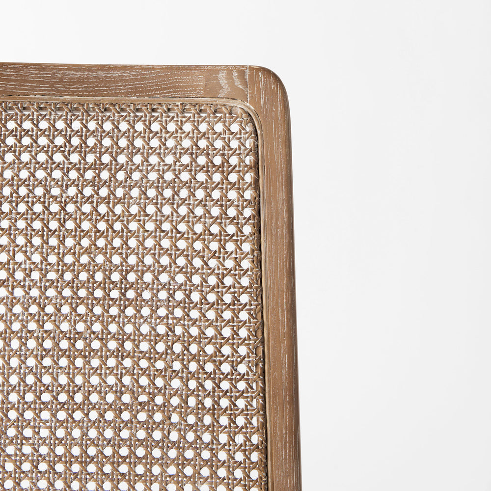 Chaise de salle à manger avec accoudoirs et dossier en rotin Clara