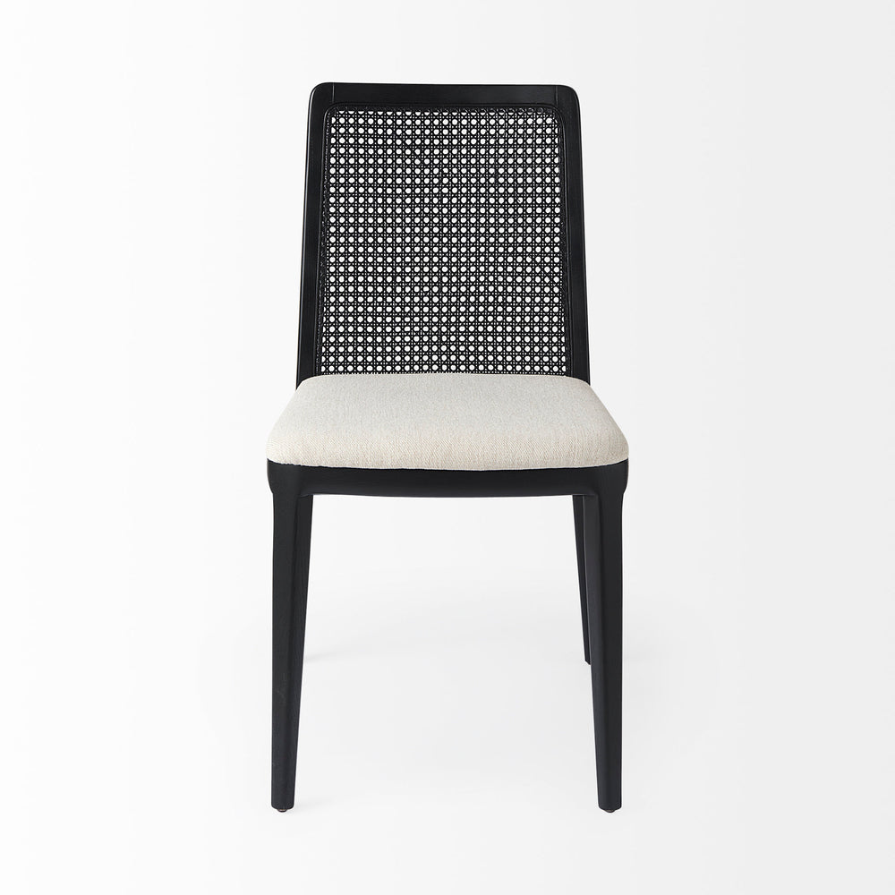 Chaise de salle à manger avec accoudoirs et dossier en rotin Clara