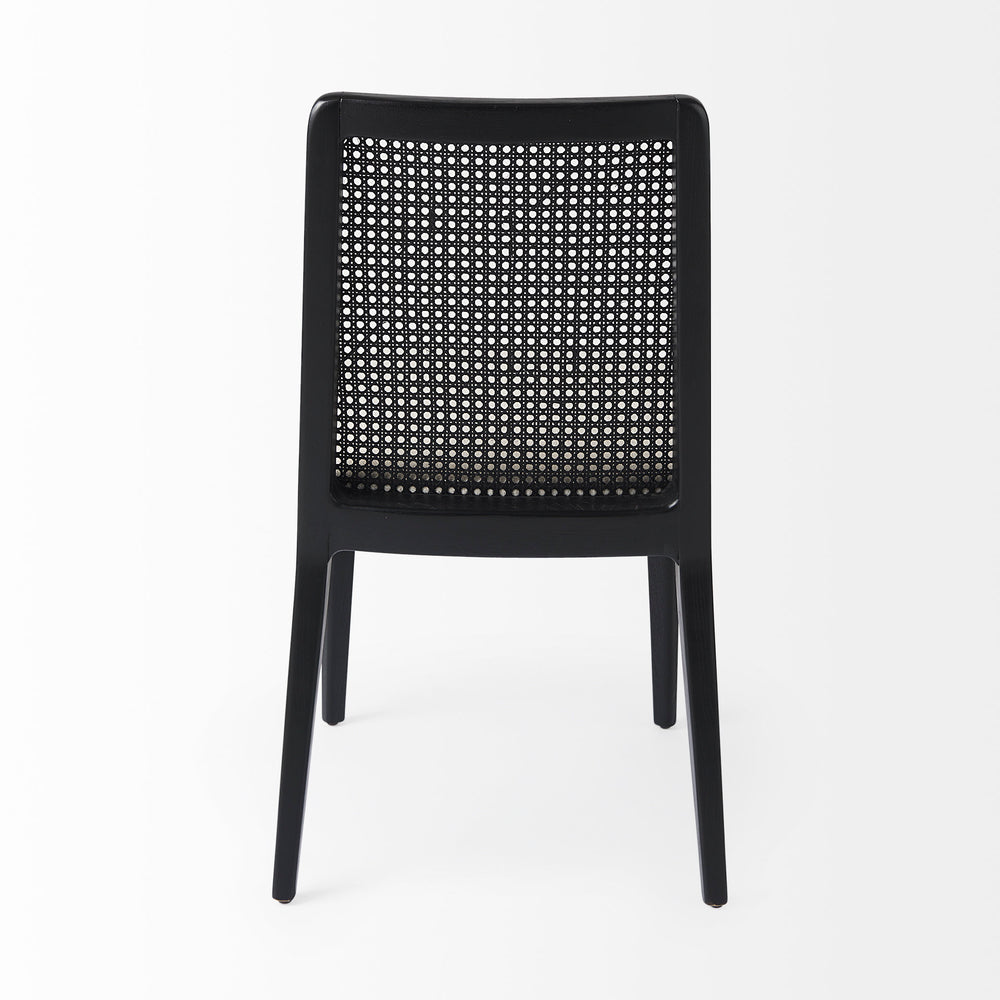 Chaise de salle à manger avec accoudoirs et dossier en rotin Clara