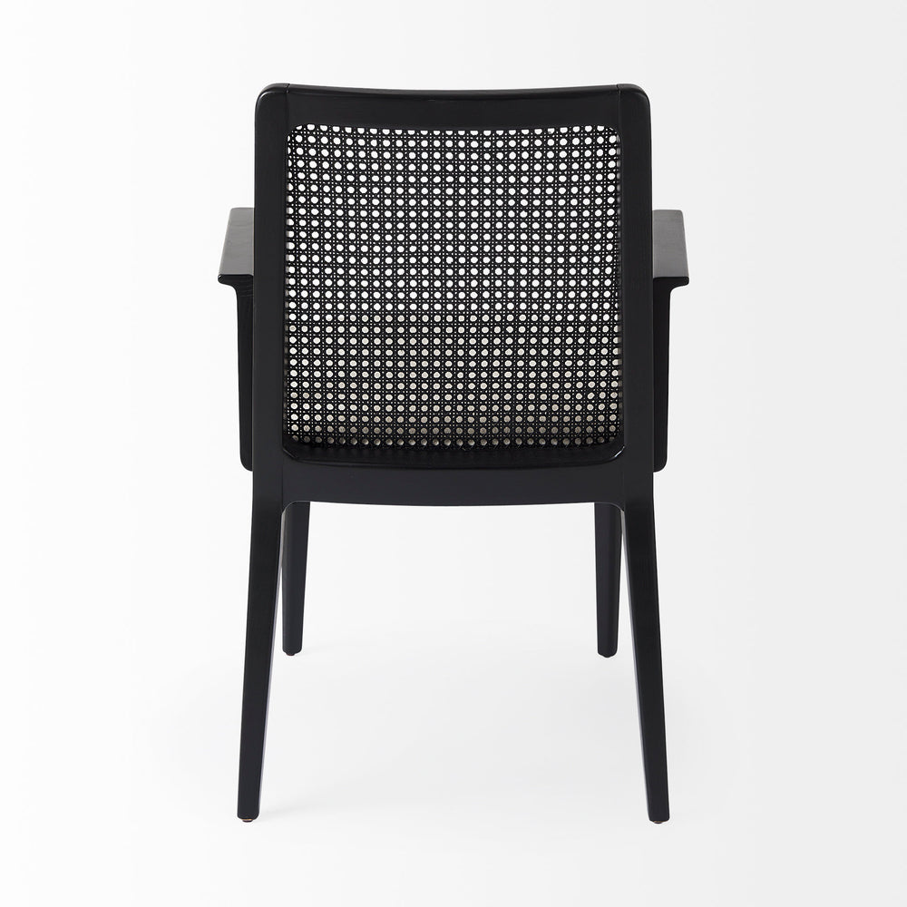 Chaise de salle à manger avec accoudoirs et dossier en rotin Clara