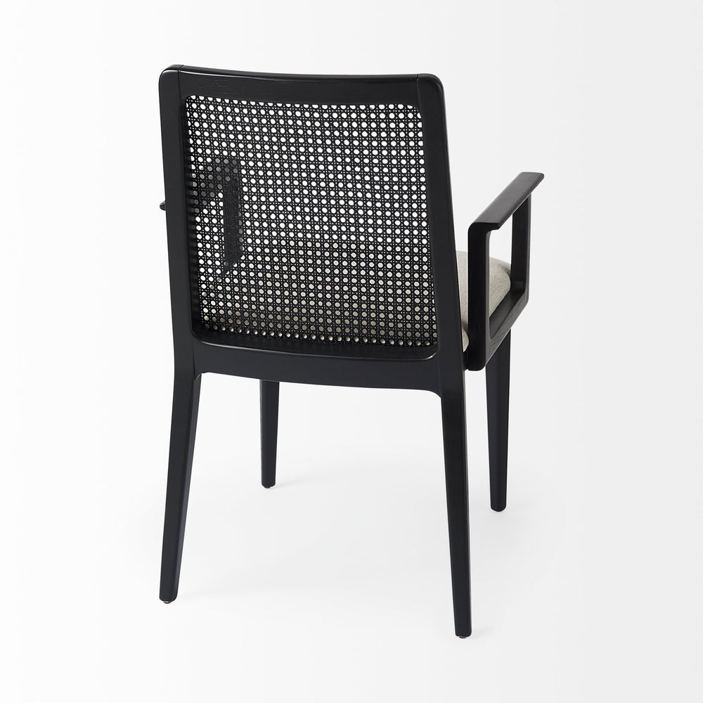 Chaise de salle à manger avec accoudoirs et dossier en rotin Clara