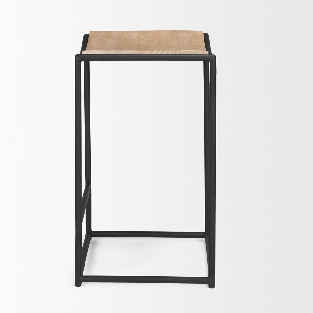 Tabouret Taniel avec assise en bois