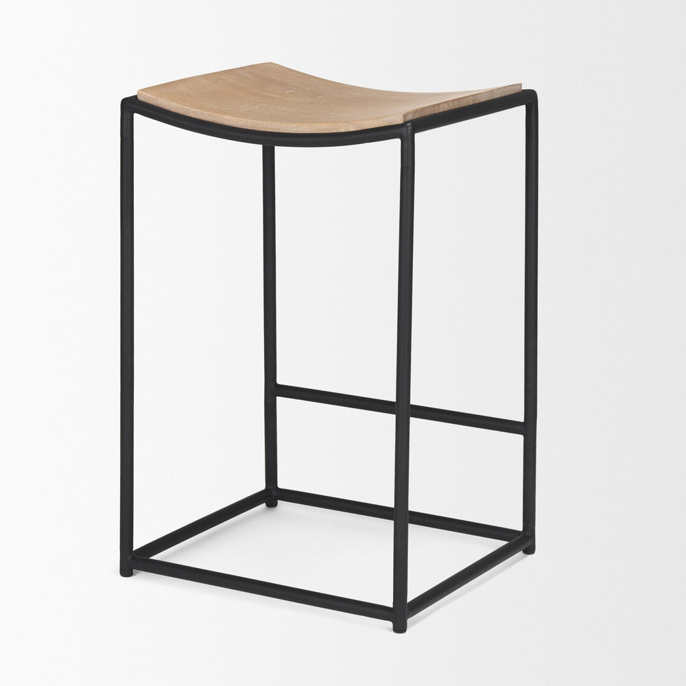 Tabouret Taniel avec assise en bois