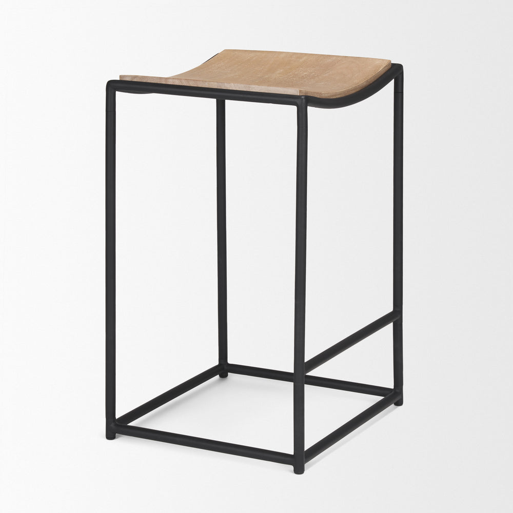 Tabouret Taniel avec assise en bois