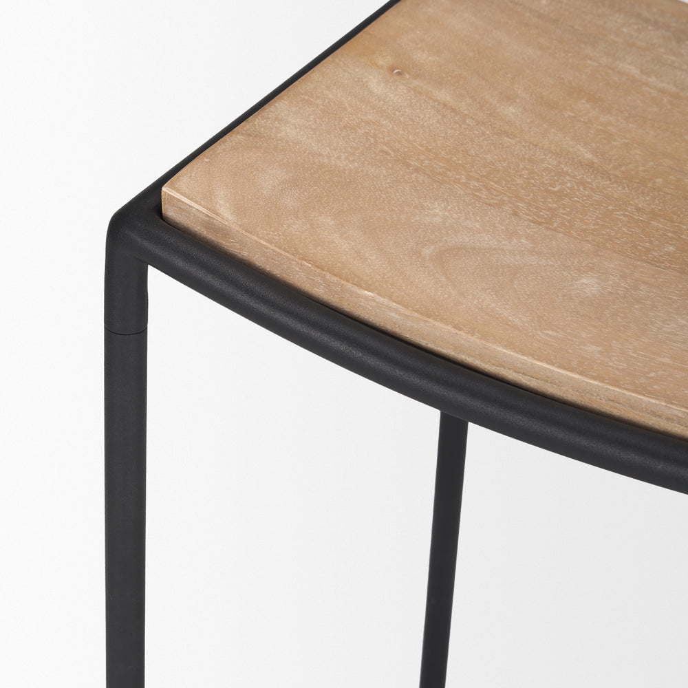 Tabouret Taniel avec assise en bois