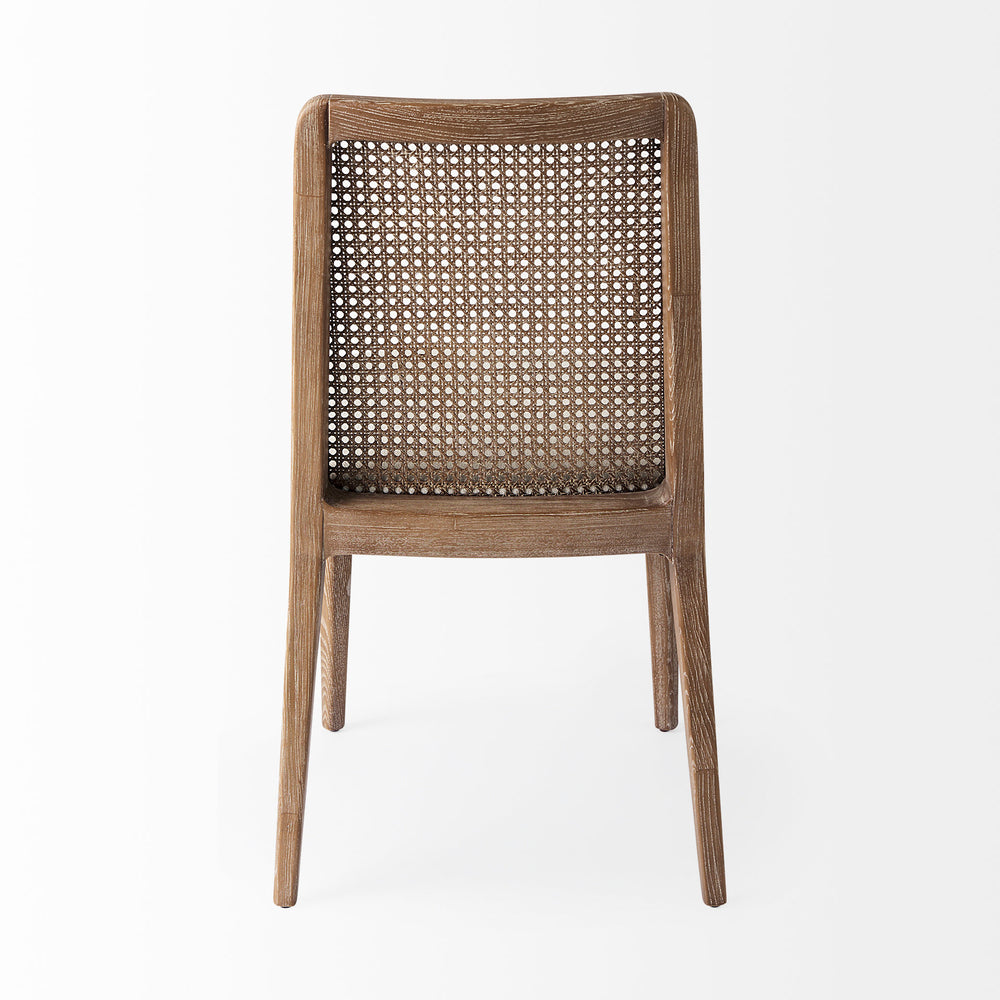 Chaise de salle à manger avec accoudoirs et dossier en rotin Clara