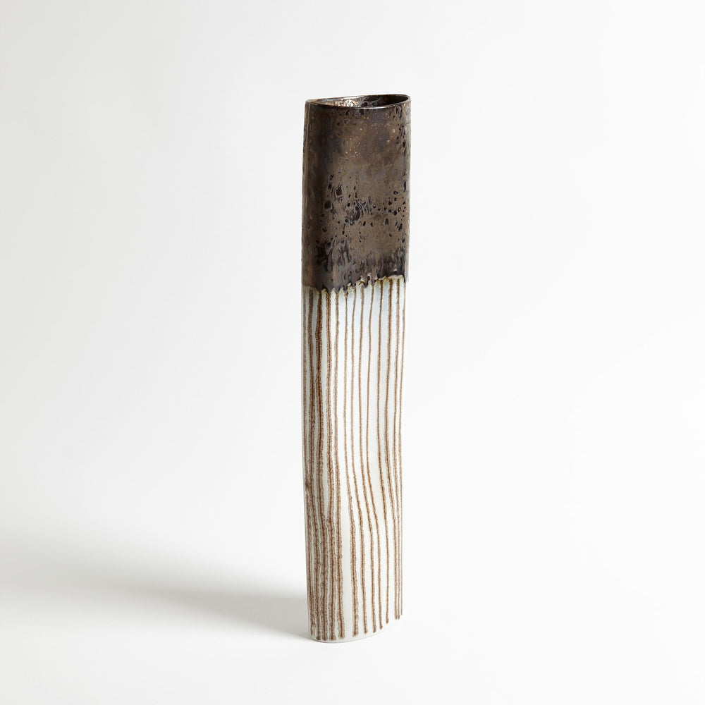 Reactive Bronze Stripe Oval Vases