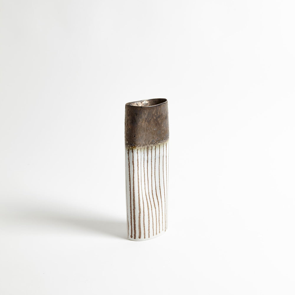 Reactive Bronze Stripe Oval Vases