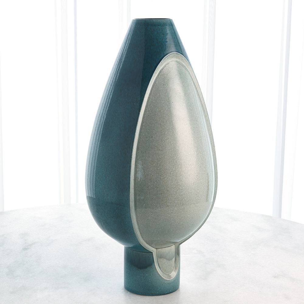 Vases à deux tons azure