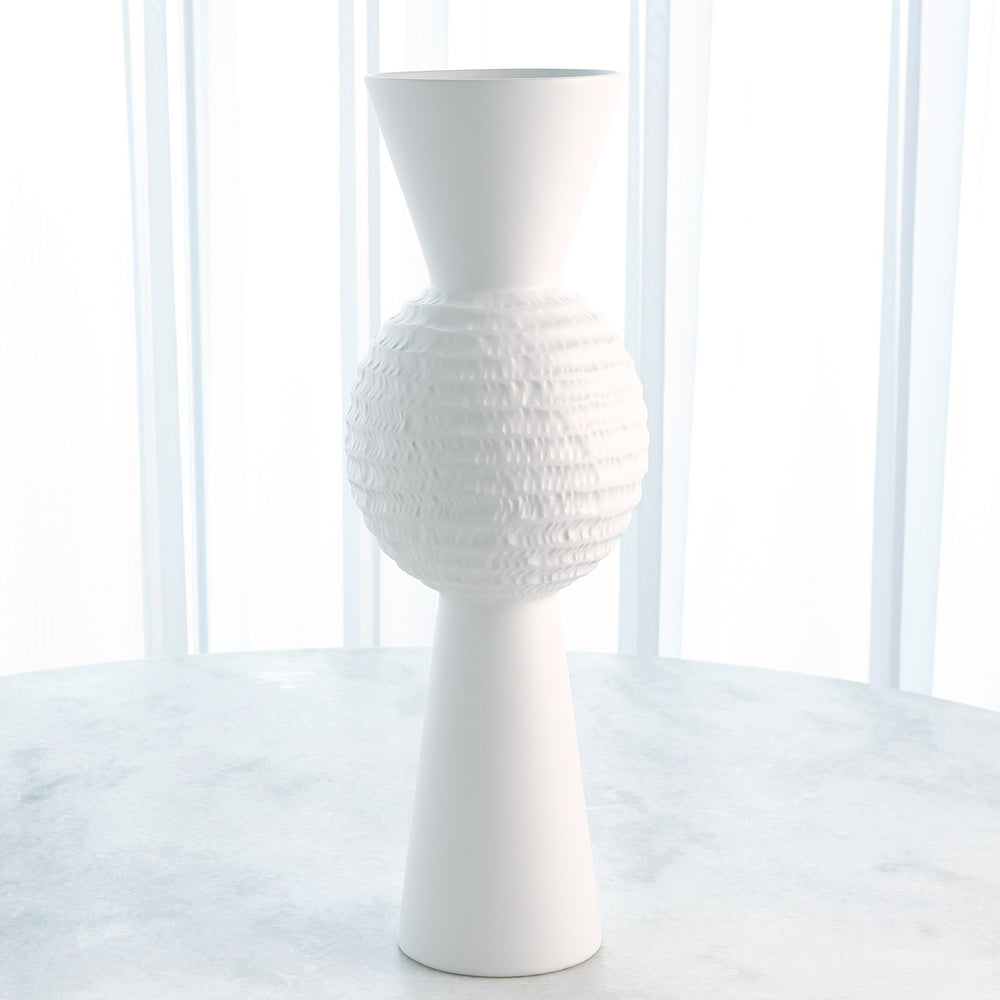 High Chiseled Orb Vases Matte White