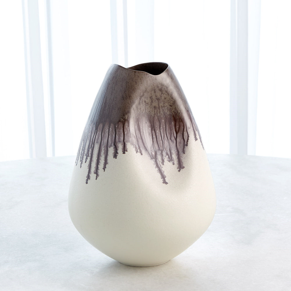Dented Bowl and Vases Amethyst Drip