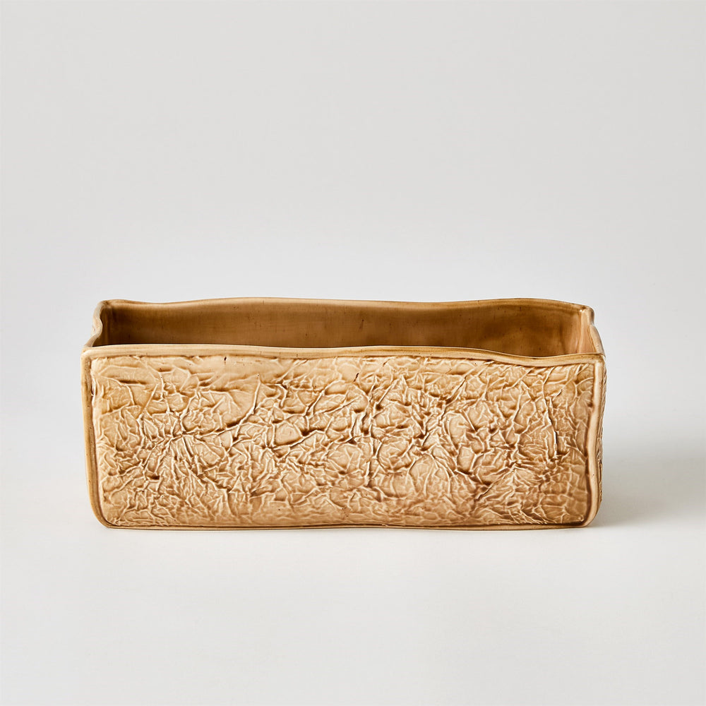 Crinkle Craft Bowl and Vases Camel