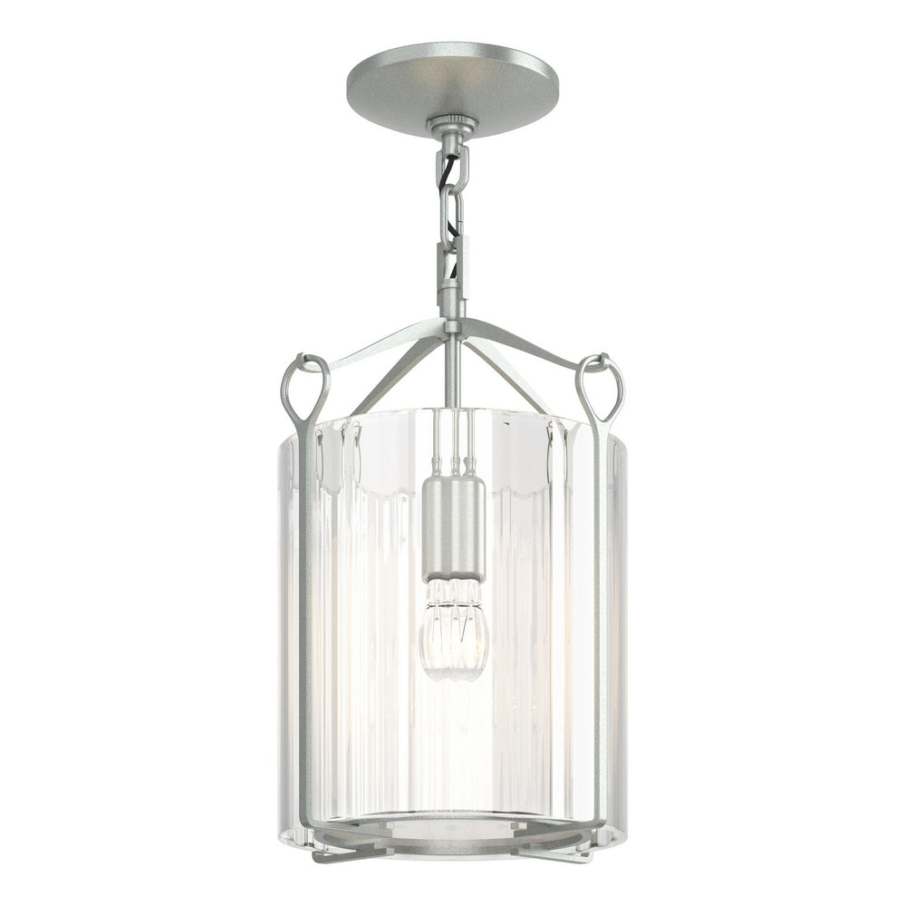 Hubbardton Forge - One Light Semi-Flush Mount - Bow - Vintage Platinum- Union Lighting Luminaires Decor