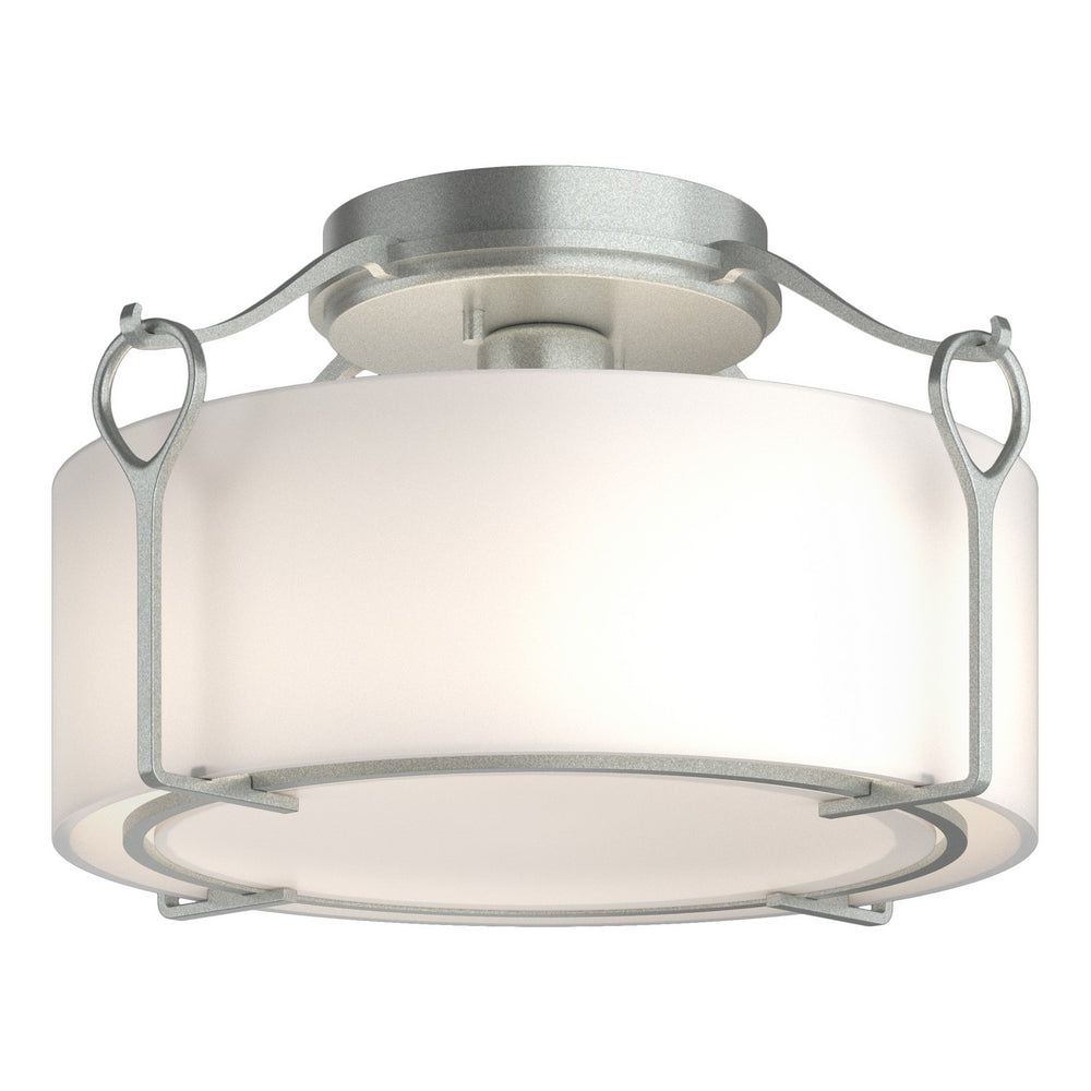 Hubbardton Forge - One Light Semi-Flush Mount - Bow - Vintage Platinum- Union Lighting Luminaires Decor