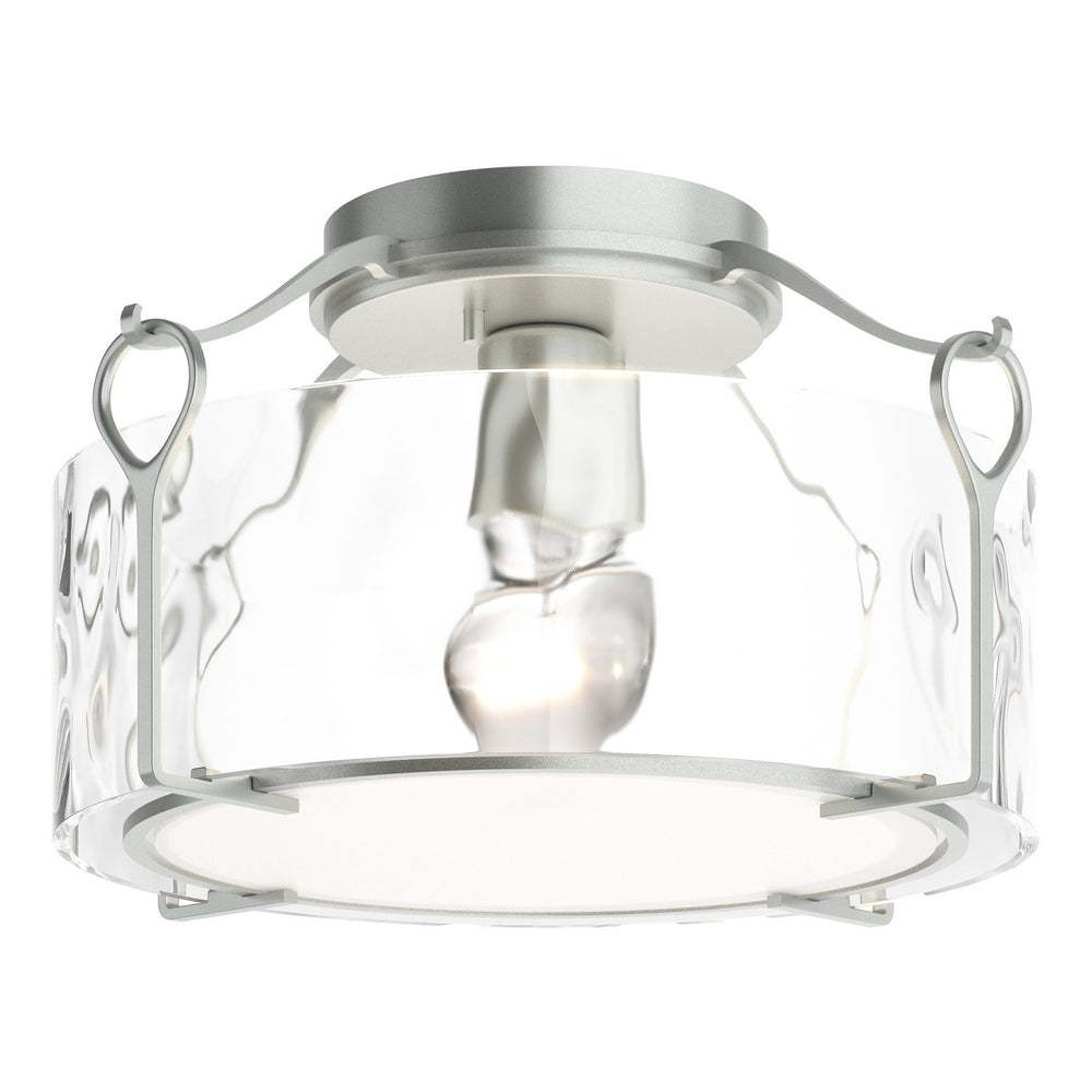 Hubbardton Forge - One Light Semi-Flush Mount - Bow - Vintage Platinum- Union Lighting Luminaires Decor