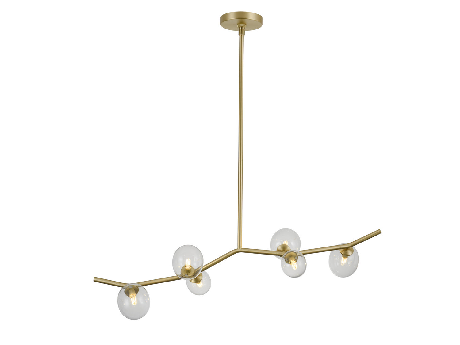 Avenue Lighting - Six Light Chandelier - Hampton - Brushed Brass With Clear Glass- Union Lighting Luminaires Decor