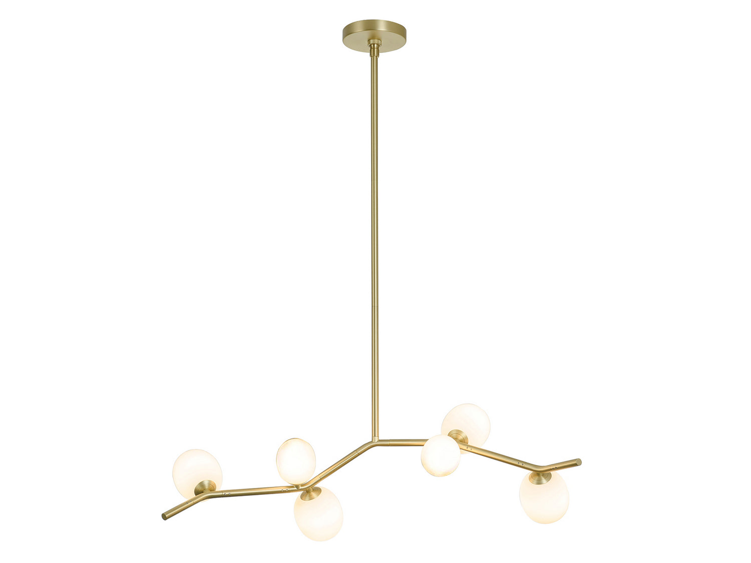 Avenue Lighting - Six Light Chandelier - Hampton - Brushed Brass With White Glass- Union Lighting Luminaires Decor