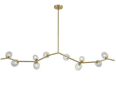 Avenue Lighting - Ten Light Chandelier - Hampton - Brushed Brass With Clear Glass- Union Lighting Luminaires Decor