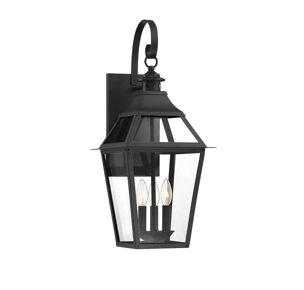 Savoy House - Three Light Outdoor Wall Sconce - Jackson - Black w/Gold Highlights- Union Lighting Luminaires Decor