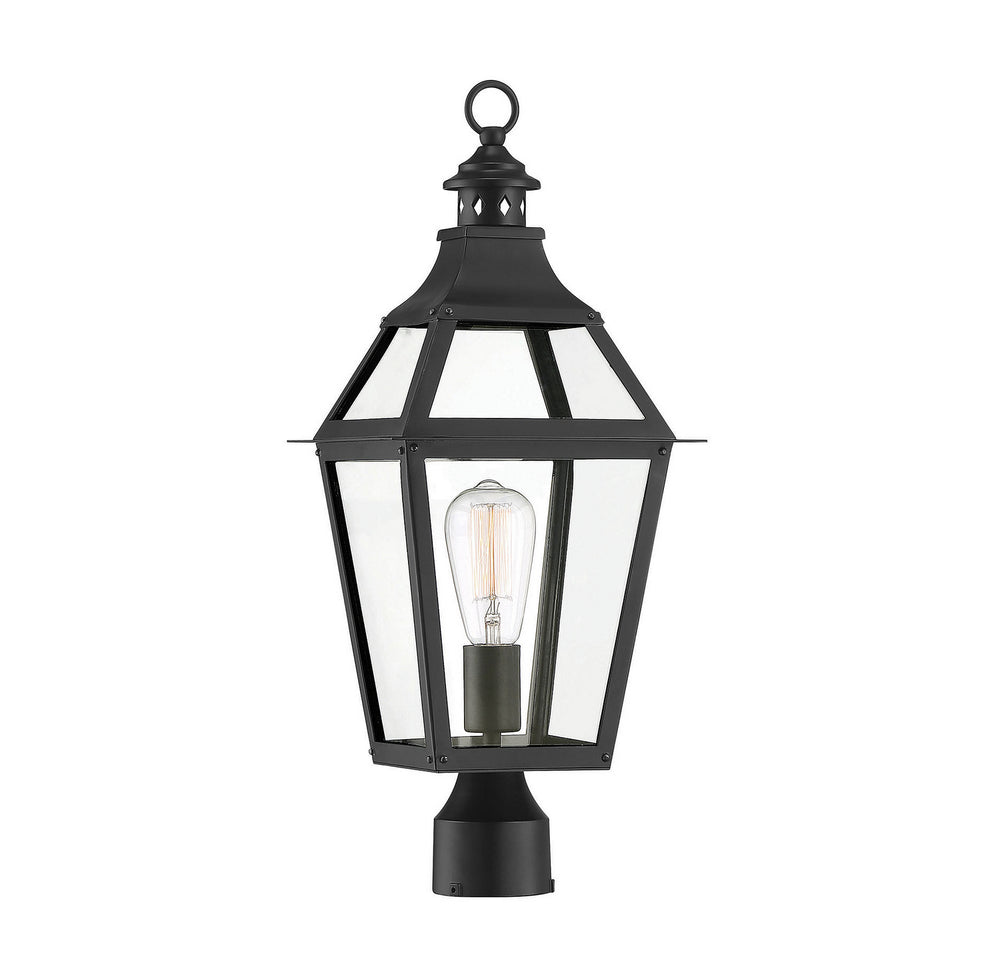 Savoy House Canada - One Light Post Lantern - Jackson - Black with Gold Highlights- Union Lighting Luminaires Decor