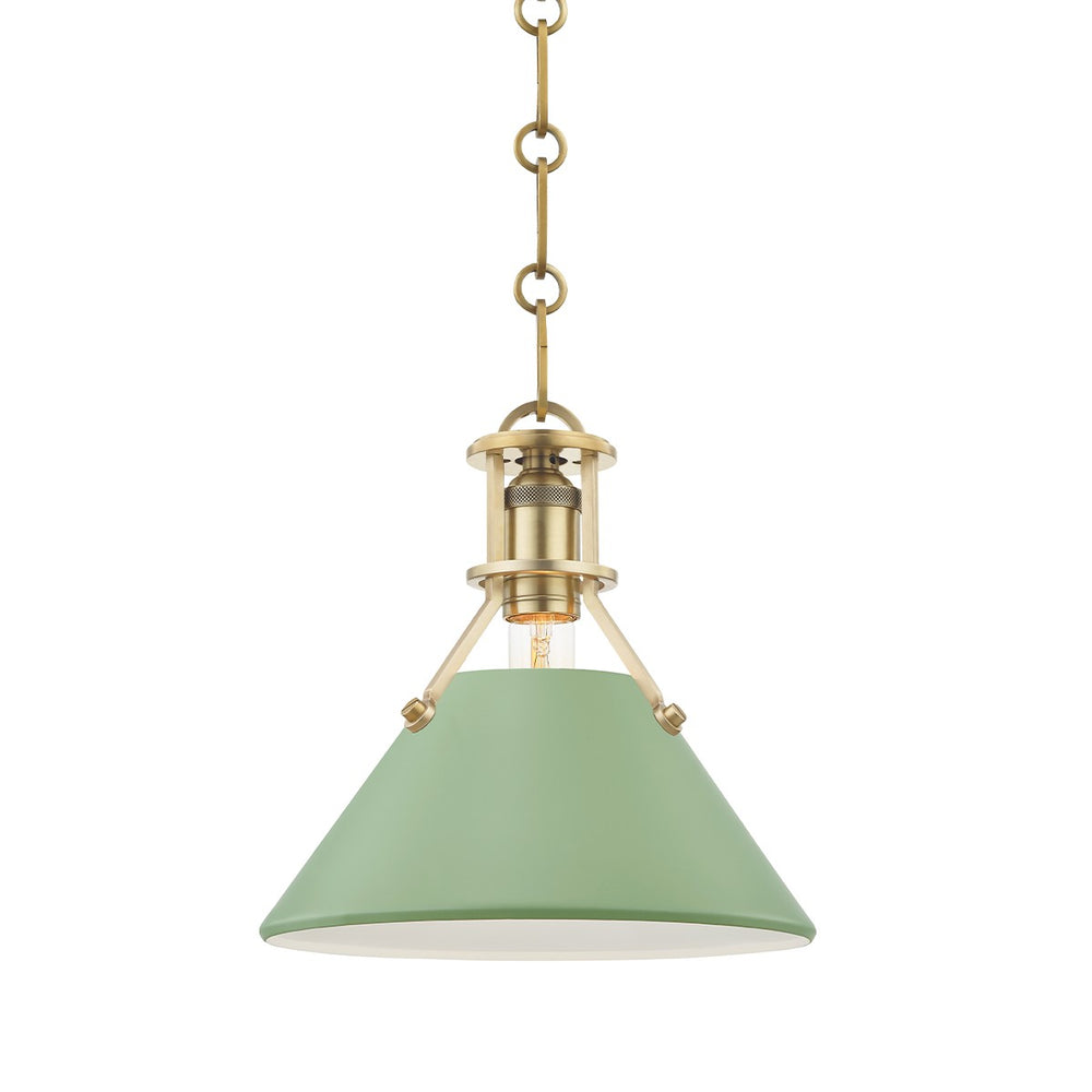 Hudson Valley Canada - One Light Pendant - Painted No.2 - Aged Brass/Leaf Green Combo- Union Lighting Luminaires Decor