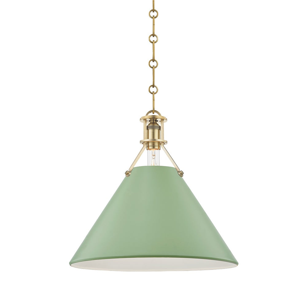 Hudson Valley Canada - One Light Pendant - Painted No.2 - Aged Brass/Leaf Green Combo- Union Lighting Luminaires Decor