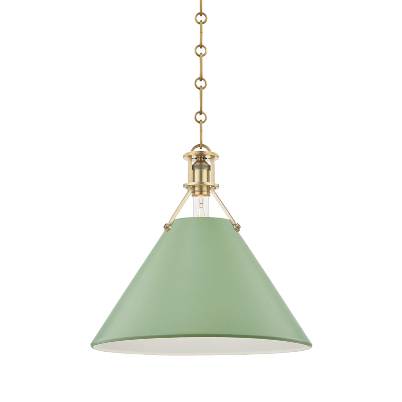 Hudson Valley - One Light Pendant - Painted No.2 - Aged Brass/Leaf Green Combo- Union Lighting Luminaires Decor
