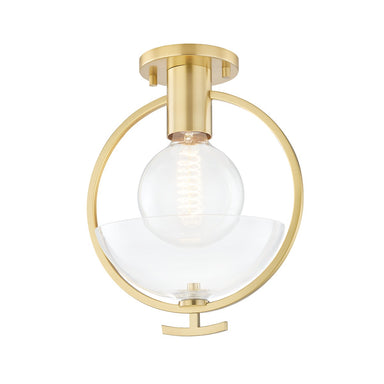 Mitzi Canada - One Light Semi Flush Mount - Ringo - Aged Brass- Union Lighting Luminaires Decor
