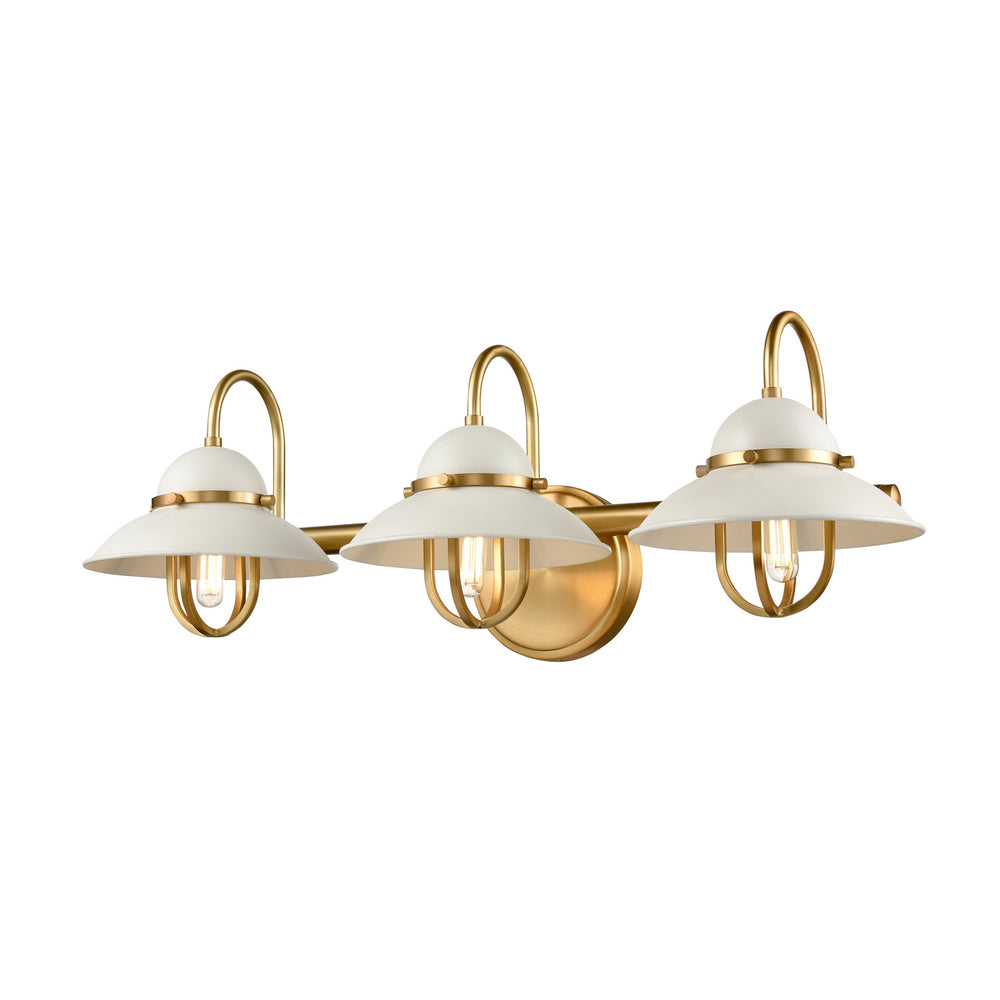 DVI Canada - Three Light Vanity - Peggy'S Cove - Matte White And Venetian Brass- Union Lighting Luminaires Decor