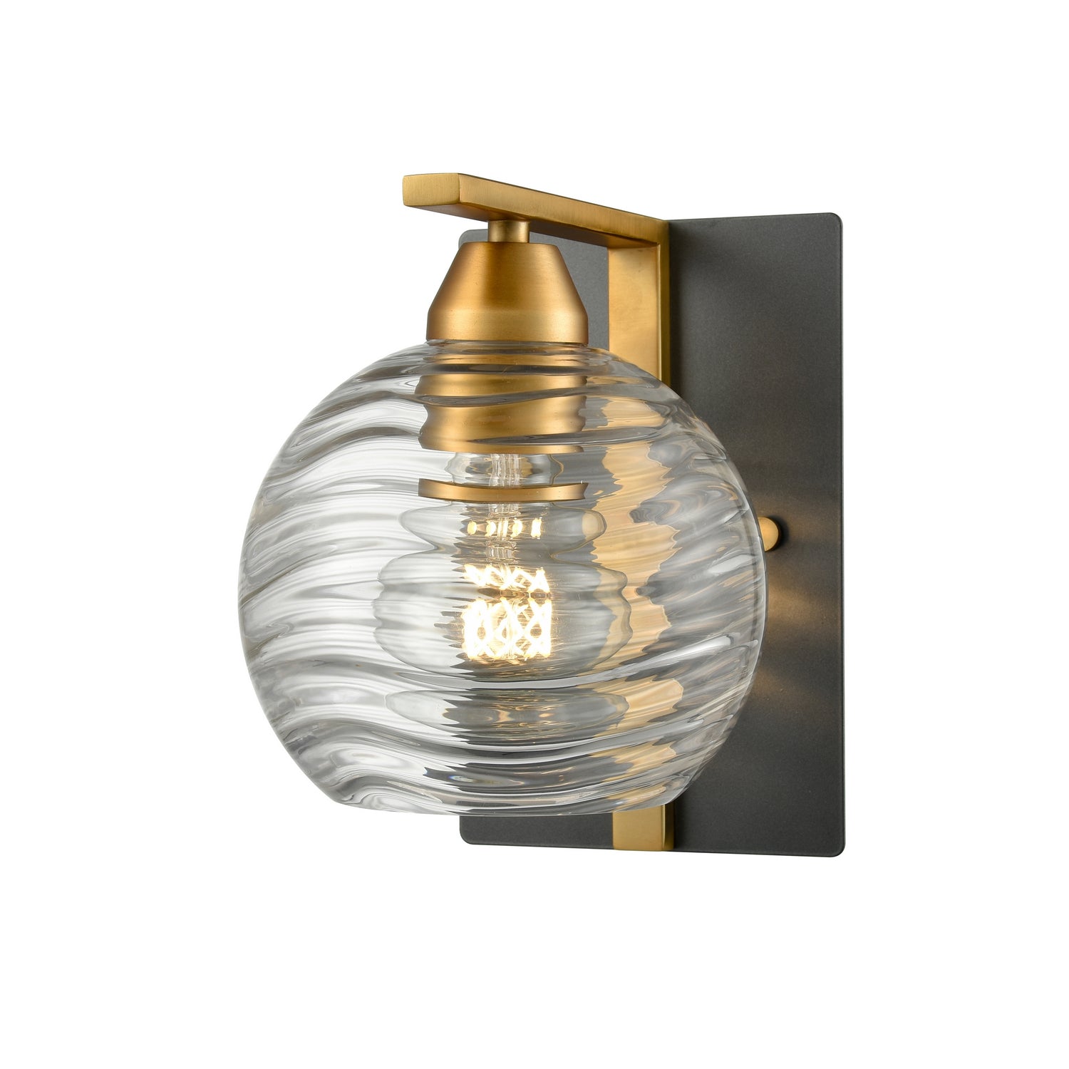 DVI Canada - One Light Wall Sconce - Tropea - Brass And Graphite With Ripple Glass- Union Lighting Luminaires Decor