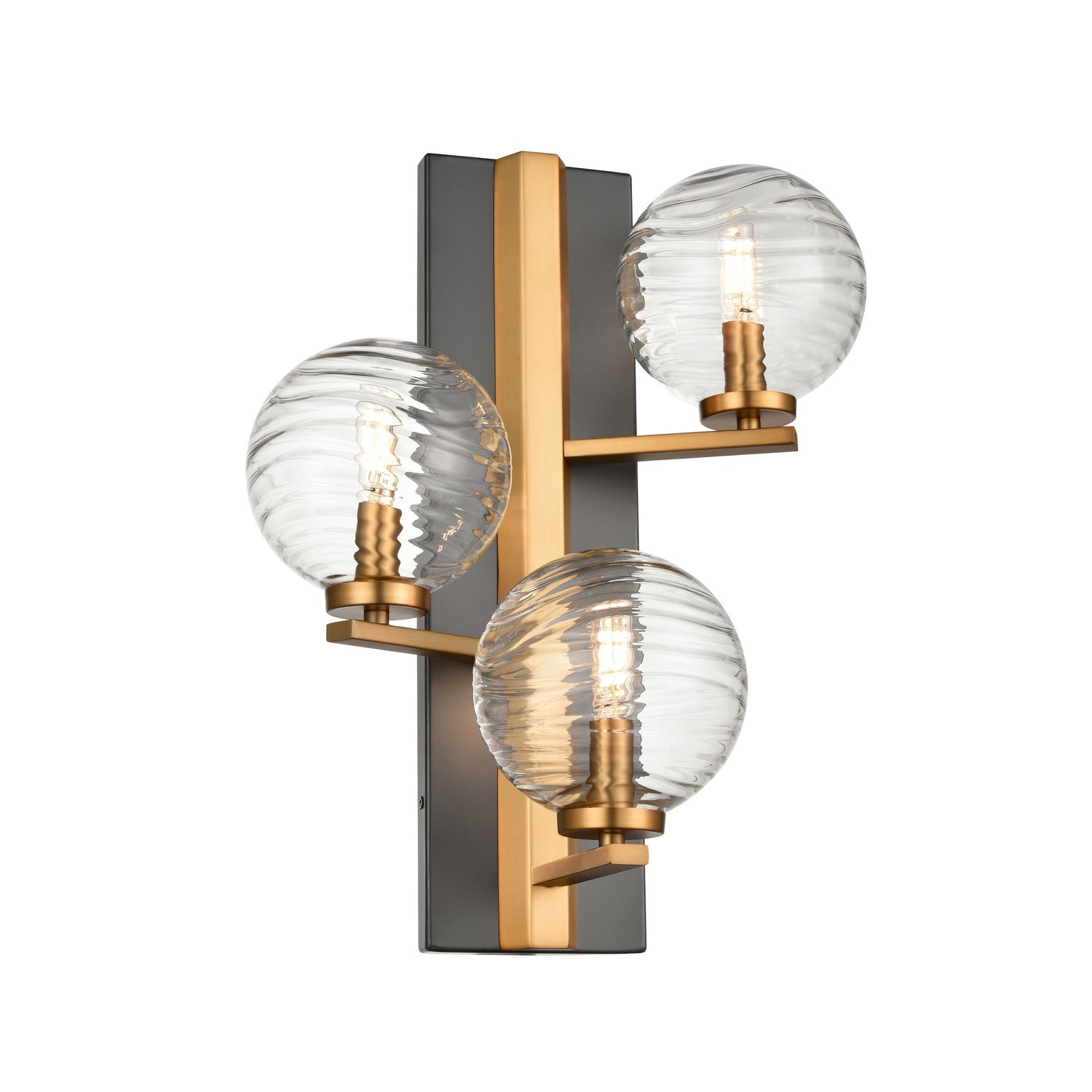 DVI Canada - Three Light Wall Sconce - Tropea - Brass And Graphite With Ripple Glass- Union Lighting Luminaires Decor