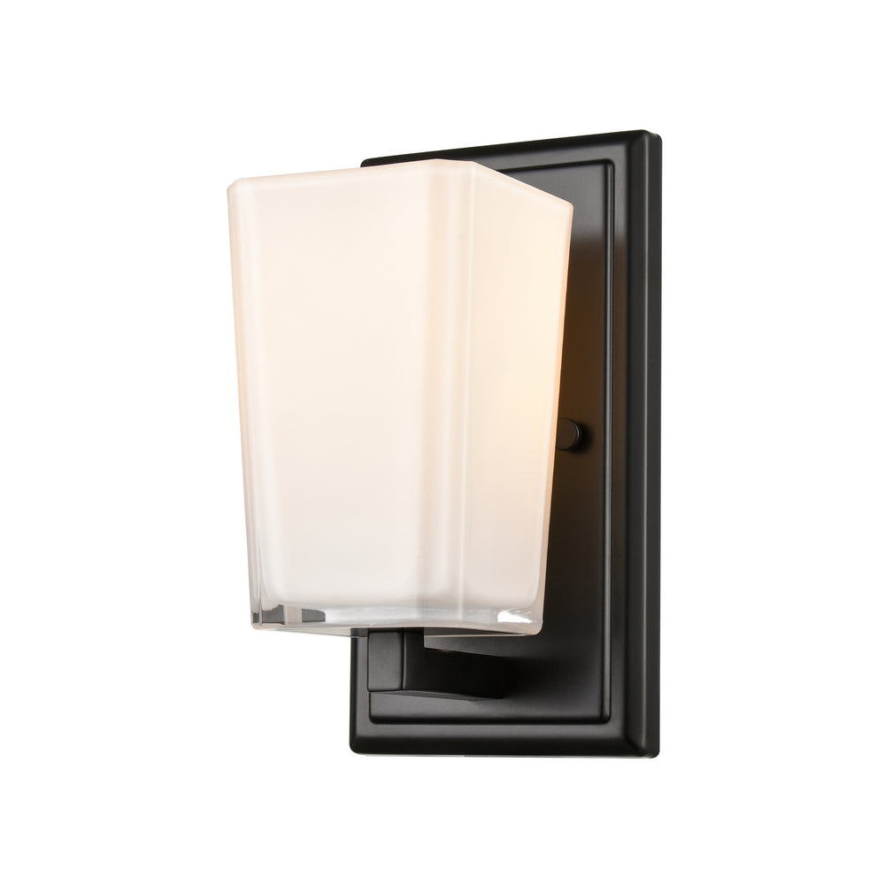DVI Canada - One Light Wall Sconce - Riverside - Ebony w/Silk Screen Opal Glass- Union Lighting Luminaires Decor