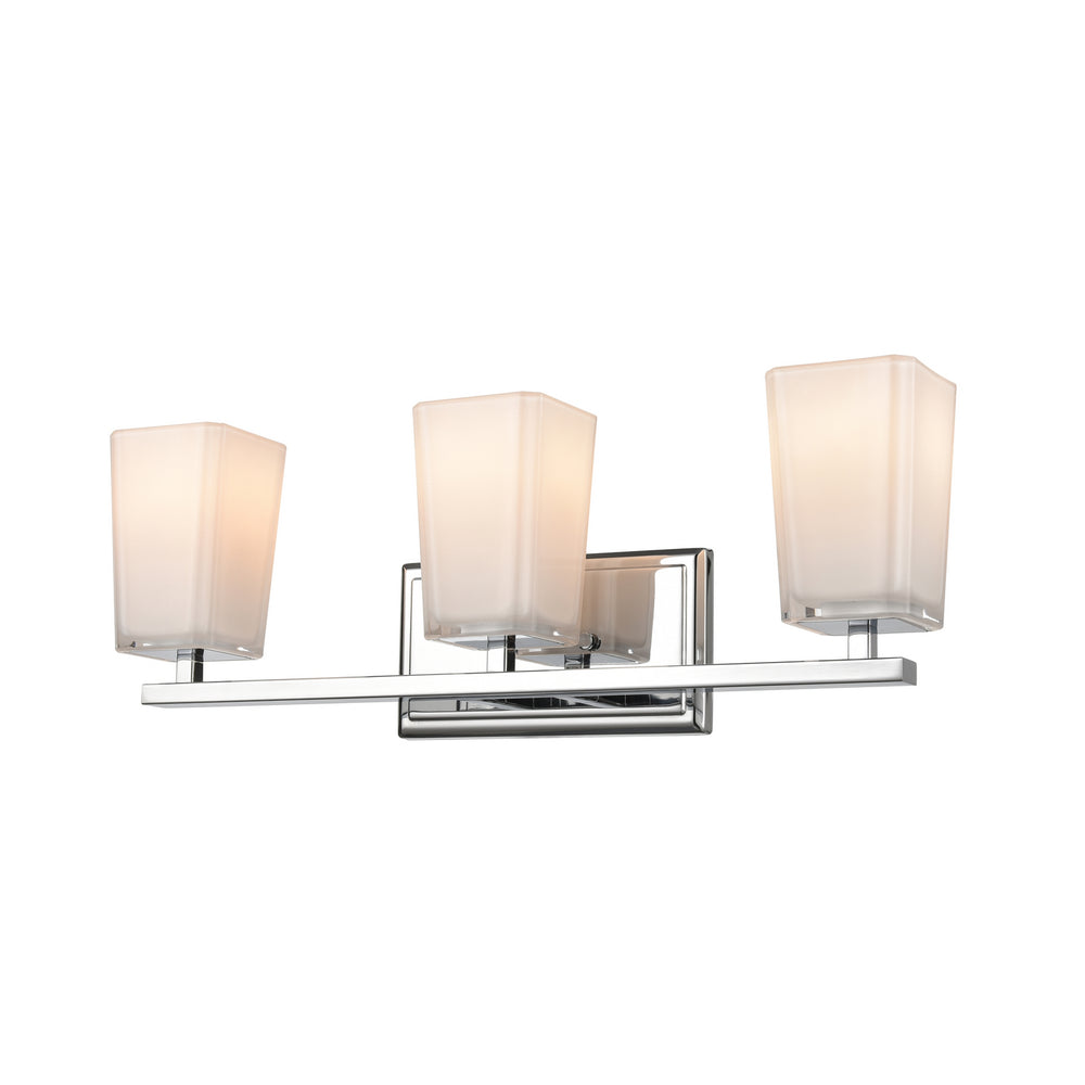 DVI Canada - Three Light Vanity - Riverside - Chrome w/Silk Screen Opal Glass- Union Lighting Luminaires Decor