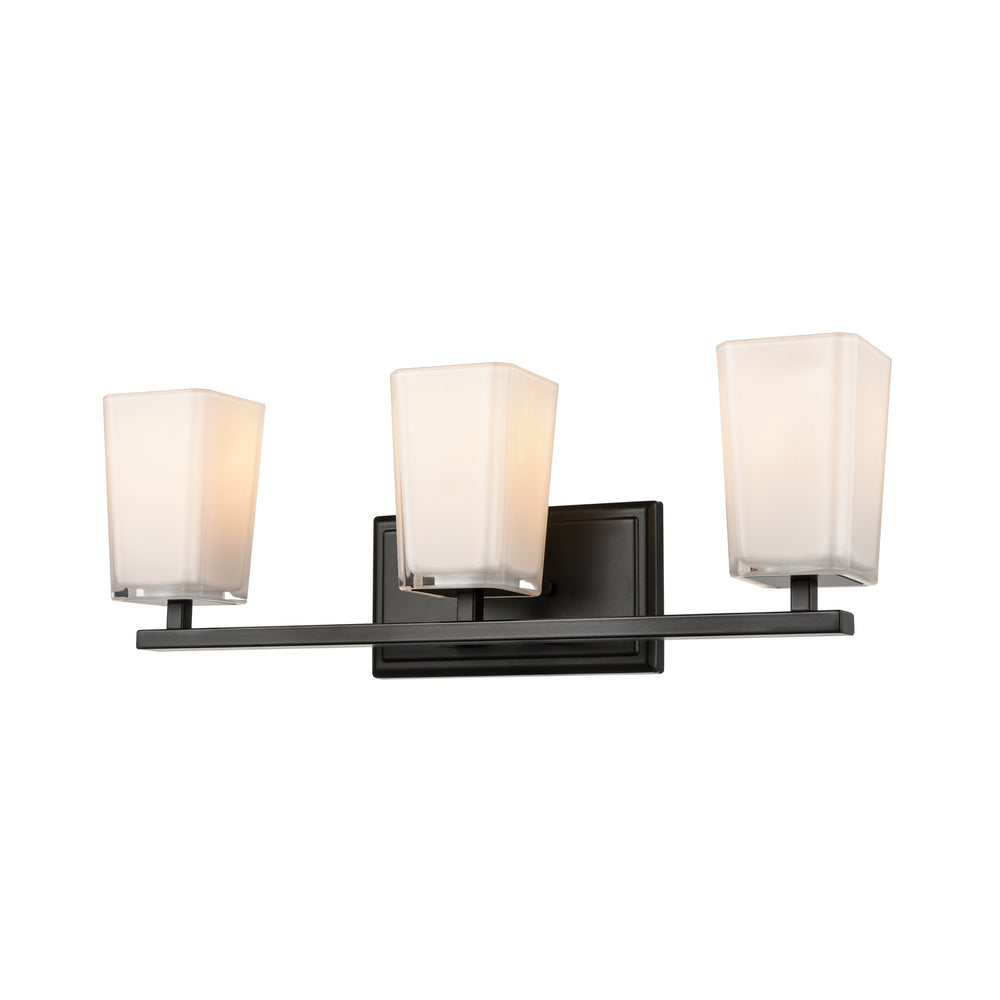 DVI Canada - Three Light Vanity - Riverside - Ebony w/Silk Screen Opal Glass- Union Lighting Luminaires Decor