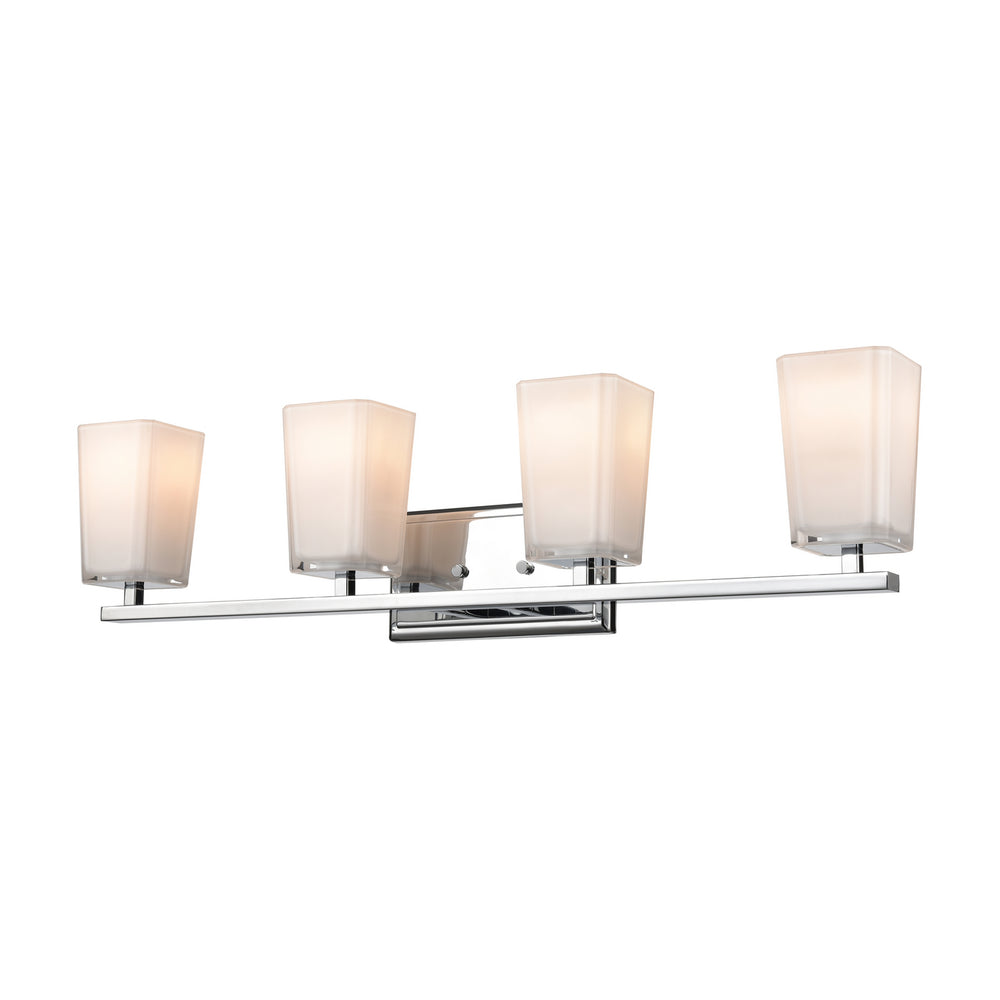 DVI Canada - Four Light Vanity - Riverside - Chrome w/Silk Screen Opal Glass- Union Lighting Luminaires Decor