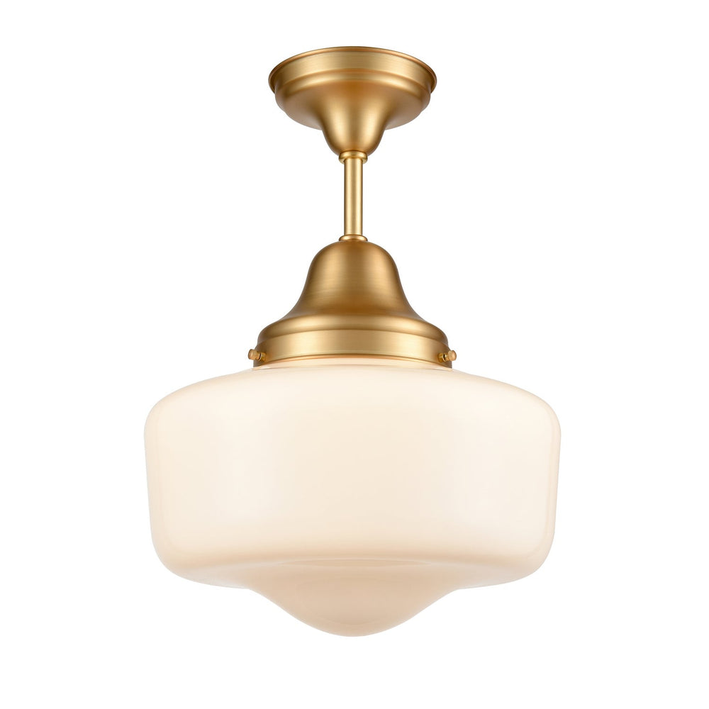 DVI Canada - One Light Semi-Flush Mount - Schoolhouse - Venetian Brass w/True Opal Glass- Union Lighting Luminaires Decor