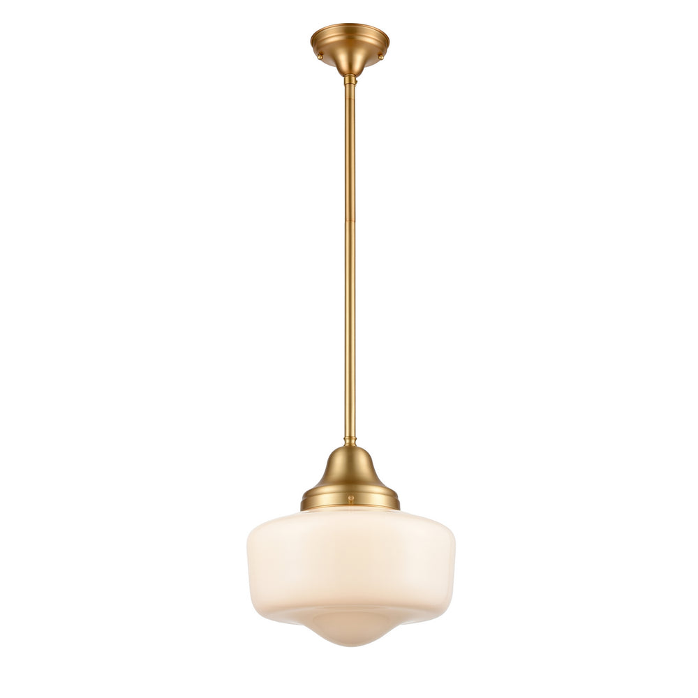 DVI Canada - One Light Pendant - Schoolhouse - Venetian Brass With True Opal Glass- Union Lighting Luminaires Decor